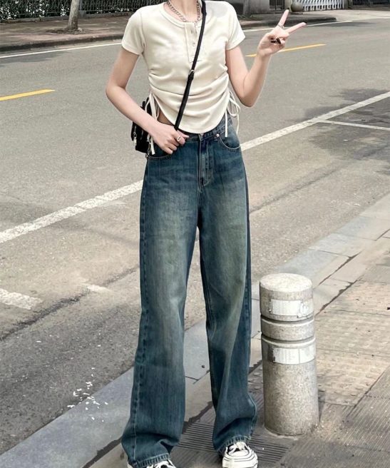 High Waisted Straight Leg Jeans