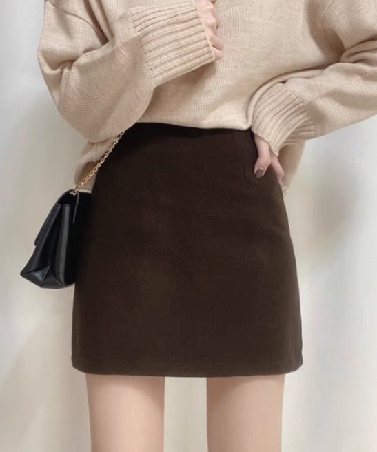 High-Waisted Wool Blend Mini Skirt
