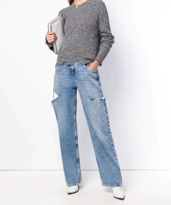 High Waist Hunter Ripped Baggy Mom Jeans