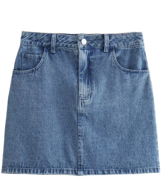Solid Color Denim Skirt A-line Skirt