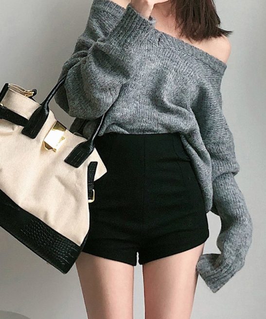 Solid High Waist Zip Shorts