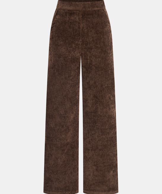 Mid-Waist Velvet Wide-Leg Pants